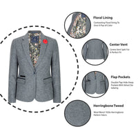 Blazer gris de corte entallado para mujer