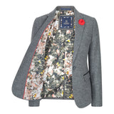 Blazer gris de corte entallado para mujer