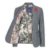Blazer gris de corte entallado para mujer