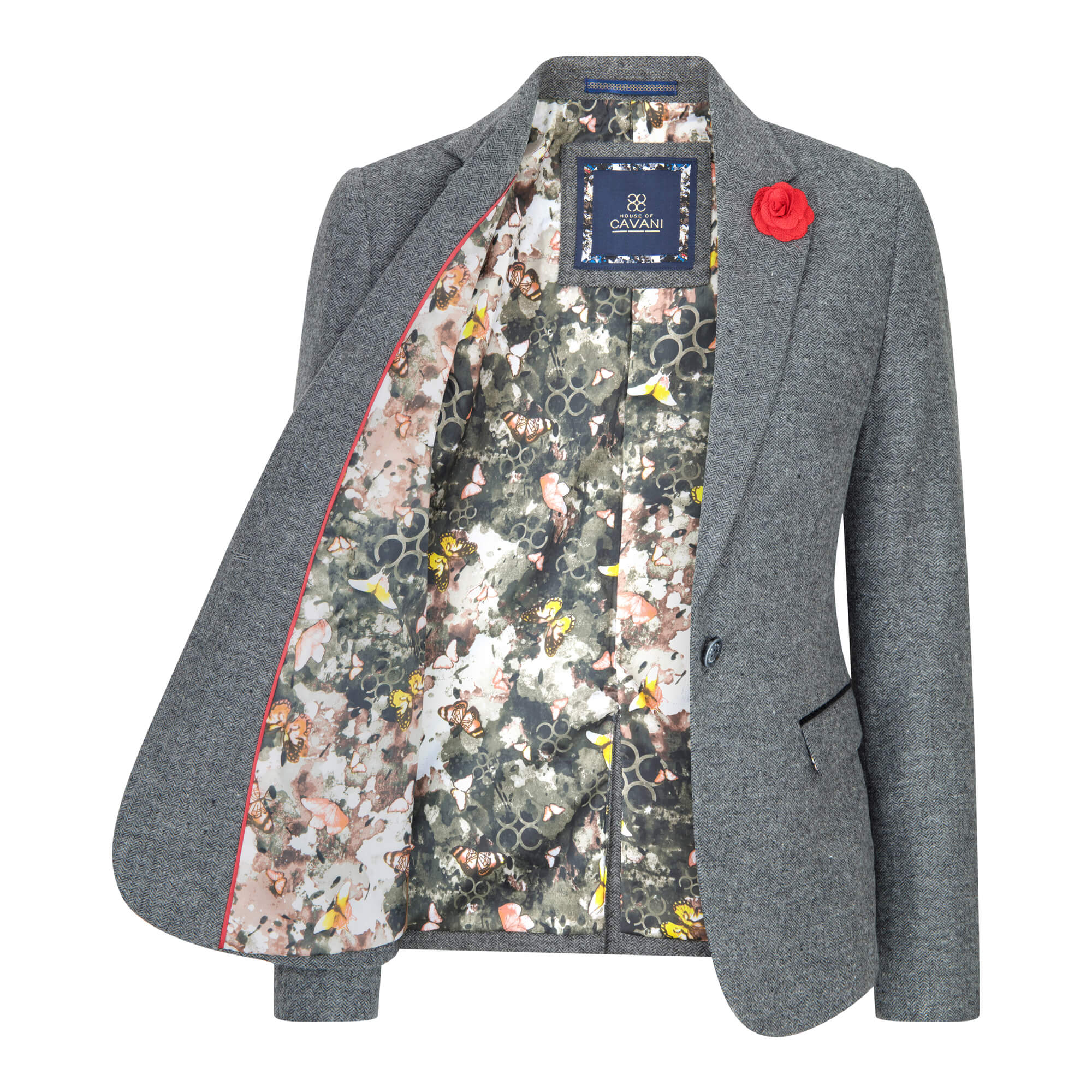 Blazer gris de corte entallado para mujer