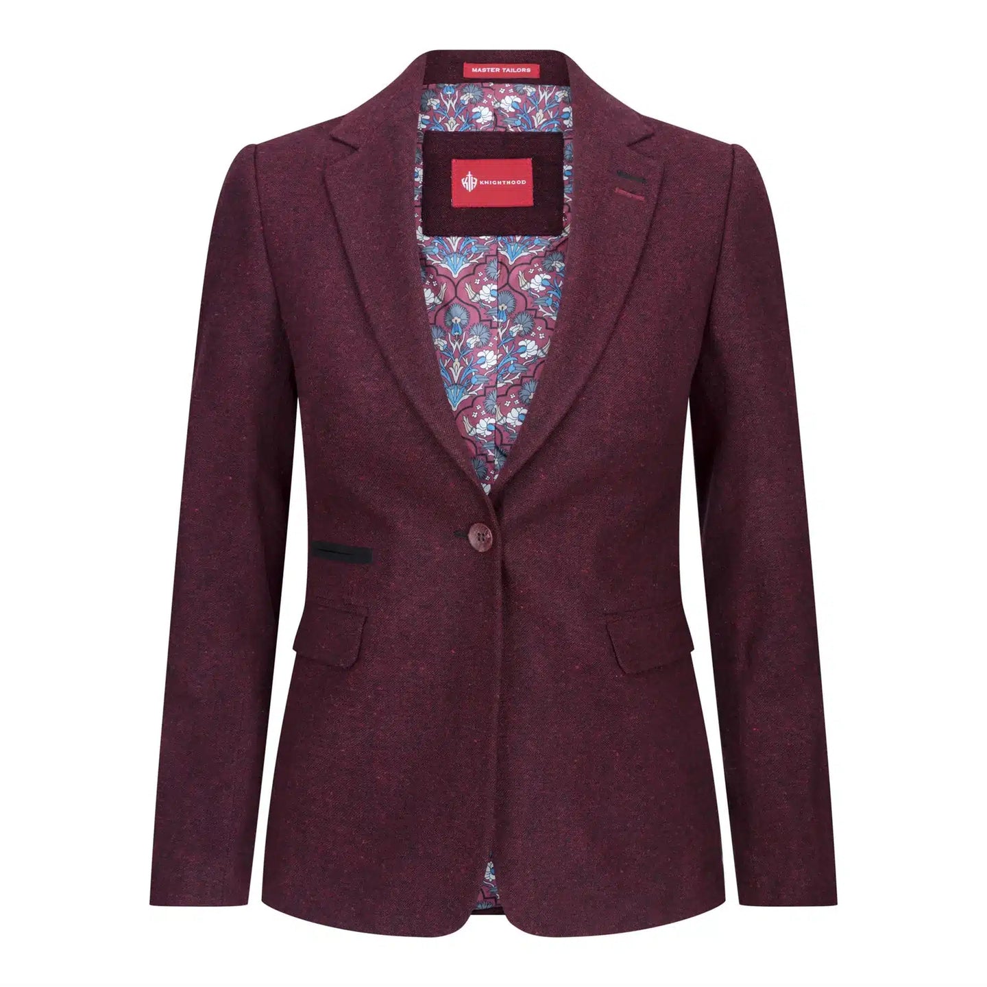 Traje de blazer para mujer, lana tweed, coderas, estilo vintage clásico de los años 20, color burdeos.