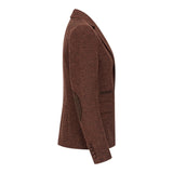 WS-12 - Blazer de traje de tweed para mujer, lana con estampado de espiga, color marrón óxido.
