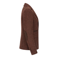 WS-12 - Blazer de traje de tweed para mujer, lana con estampado de espiga, color marrón óxido.