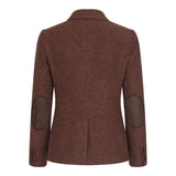 WS-12 - Blazer de traje de tweed para mujer, lana con estampado de espiga, color marrón óxido.