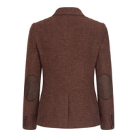 WS-12 - Blazer de traje de tweed para mujer, lana con estampado de espiga, color marrón óxido.