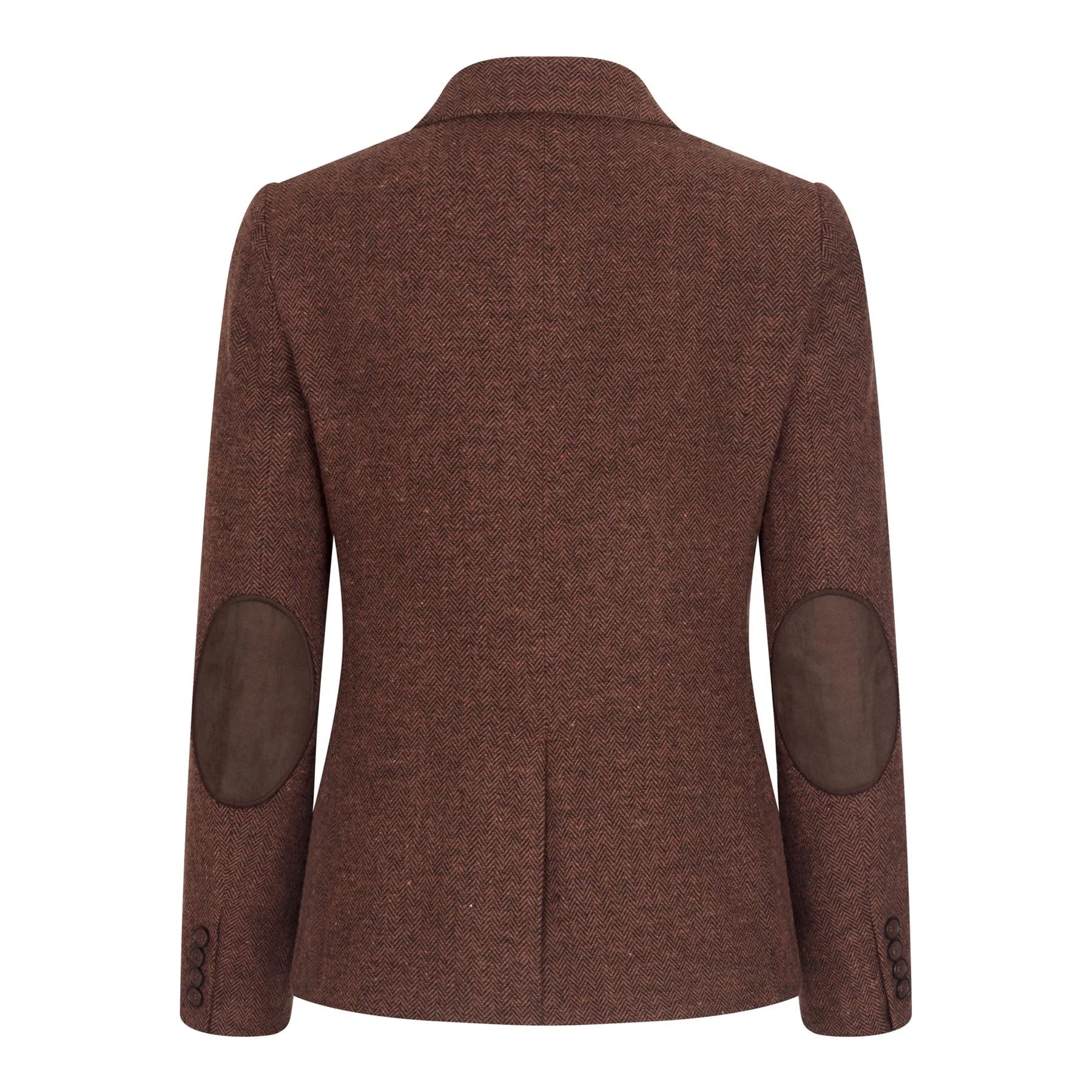 WS-12 - Blazer de traje de tweed para mujer, lana con estampado de espiga, color marrón óxido.