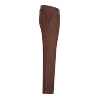 WS-12 - Pantalones de traje de tweed para mujer, lana con estampado de espiga, color marrón óxido