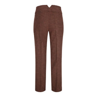 WS-12 - Pantalones de traje de tweed para mujer, lana con estampado de espiga, color marrón óxido
