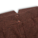 WS-12 - Pantalones de traje de tweed para mujer, lana con estampado de espiga, color marrón óxido