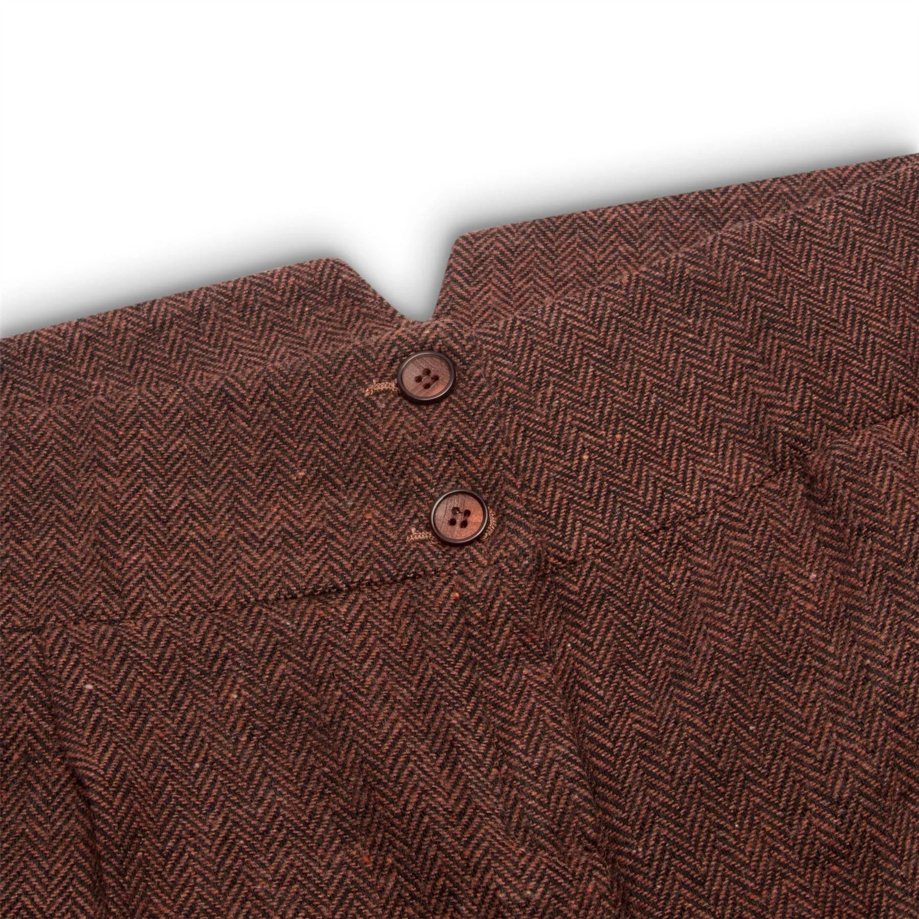 WS-12 - Pantalones de traje de tweed para mujer, lana con estampado de espiga, color marrón óxido