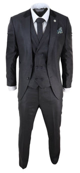 Traje de hombre de 3 piezas color gris carbón