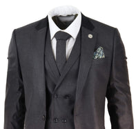 Traje de hombre de 3 piezas color gris carbón