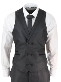 Traje de hombre de 3 piezas color gris carbón
