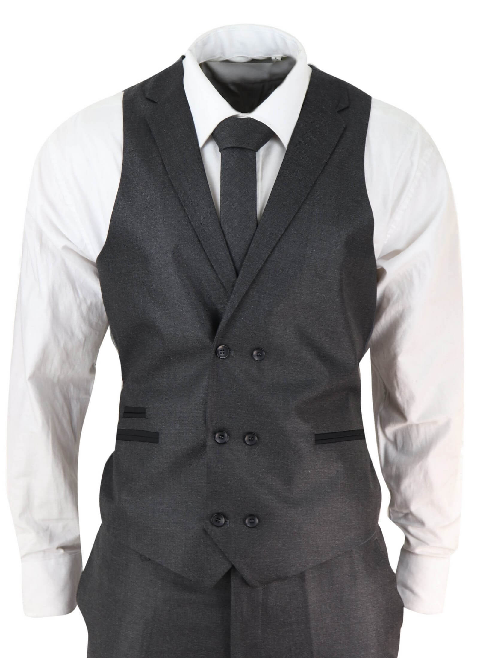 Traje de hombre de 3 piezas color gris carbón