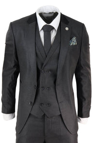 Traje de hombre de 3 piezas color gris carbón