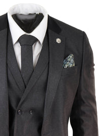 Traje de hombre de 3 piezas color gris carbón