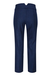 Pantalón de mujer de tweed con estampado de espiga, azul marino, estilo vintage clásico de los años 20, Gatsby Blinders