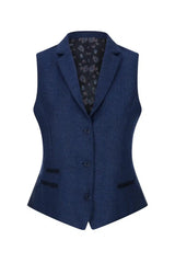 Chaleco de mujer de tweed con estampado de espiga, azul marino, estilo vintage clásico de los años 20, Gatsby Blinders