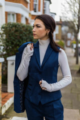 Chaleco de mujer de tweed con estampado de espiga, azul marino, estilo vintage clásico de los años 20, Gatsby Blinders