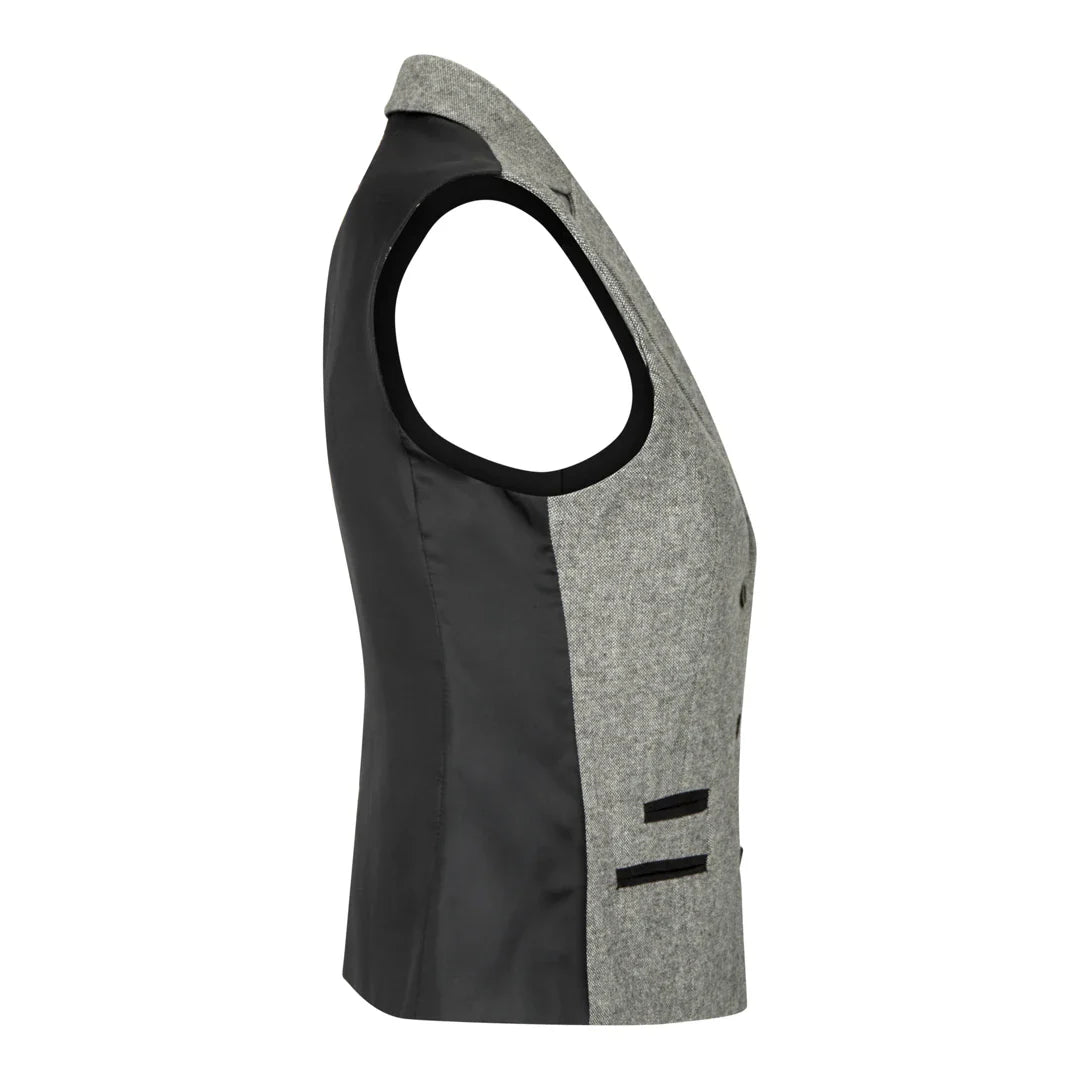 wsn03 - Blazer/Chaleco de tweed gris para mujer, estilo Peaky Blinders de los años 20