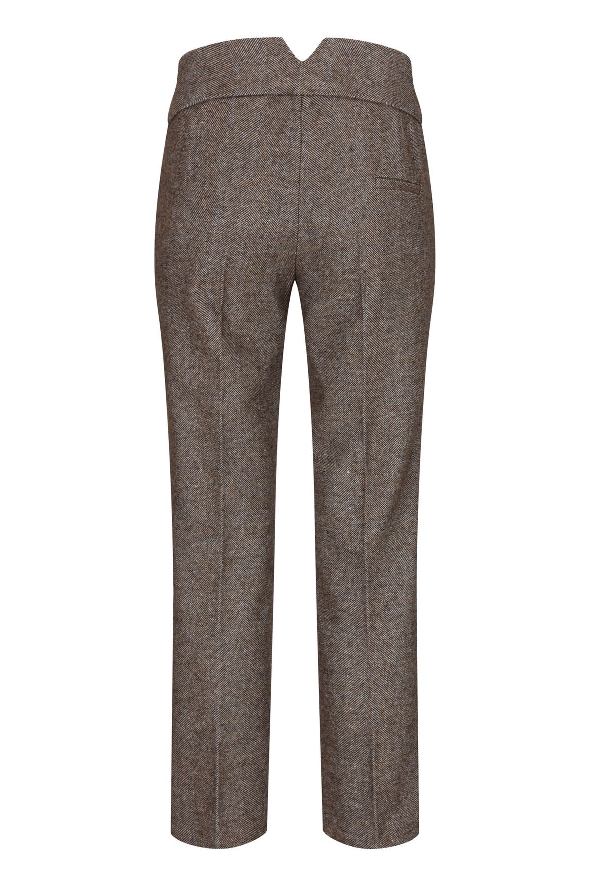 Pantalones de tweed para mujer, estilo vintage de los años 20, marca Blinders, color marrón claro, con estampado de espiga y corte entallado.