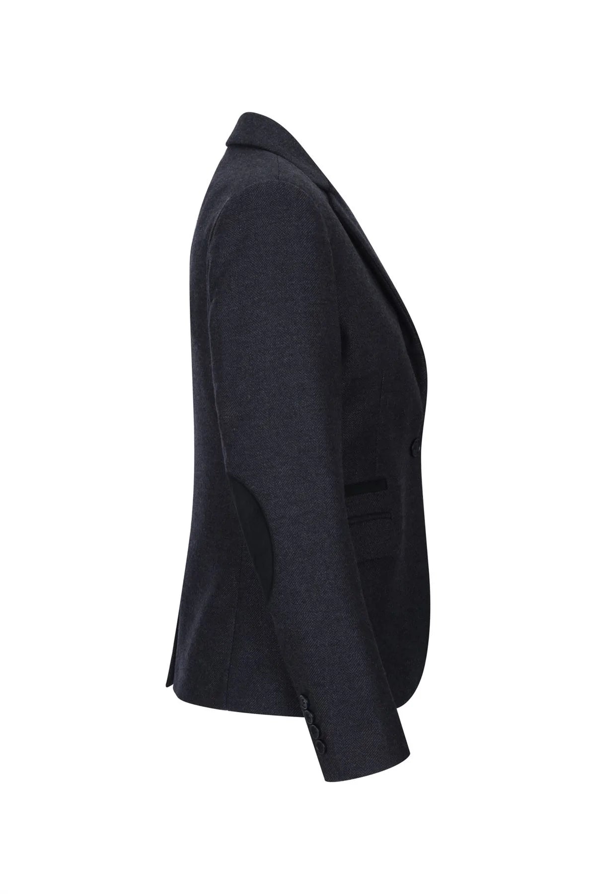 Chaqueta negra de mujer de tweed con estampado de espiga, lana, estilo clásico elegante e informal, estilo vintage de los años 20.