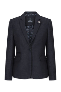 Chaqueta negra de mujer de tweed con estampado de espiga, lana, estilo clásico elegante e informal, estilo vintage de los años 20.