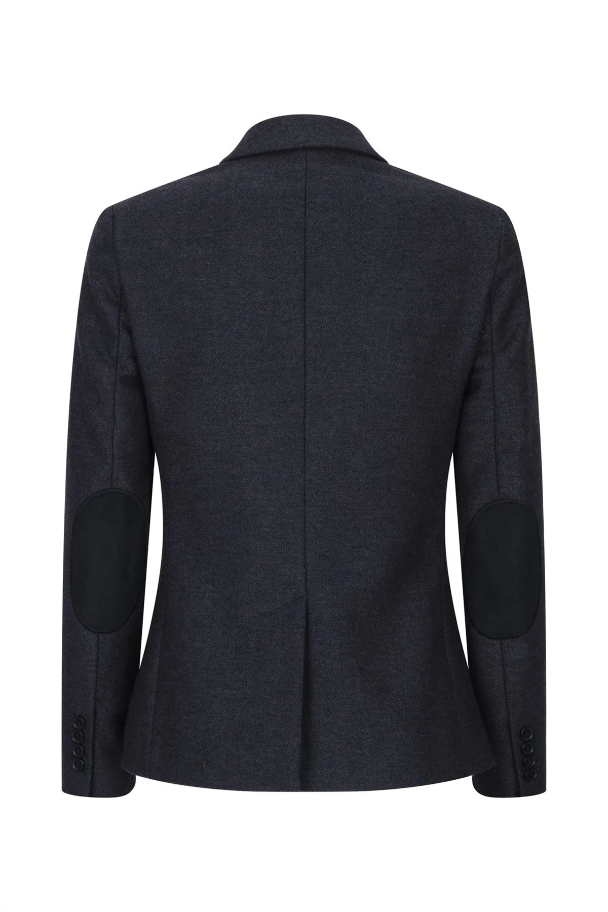 Chaqueta negra de mujer de tweed con estampado de espiga, lana, estilo clásico elegante e informal, estilo vintage de los años 20.