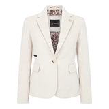 WSN15 - Blazer de tweed de mezcla de lana color crema para mujer