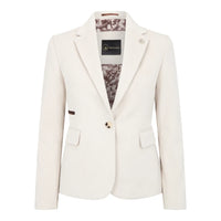WSN15 - Blazer de tweed de mezcla de lana color crema para mujer