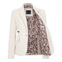 WSN15 - Blazer de tweed de mezcla de lana color crema para mujer
