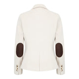 WSN15 - Blazer de tweed de mezcla de lana color crema para mujer