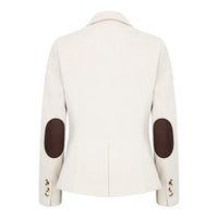 WSN15 - Blazer de tweed de mezcla de lana color crema para mujer