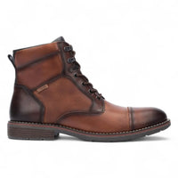 York - Botines de cuero marrón con cordones para hombre, modelo Cuero