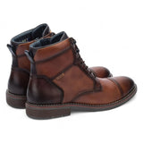 York - Botines de cuero marrón con cordones para hombre, modelo Cuero
