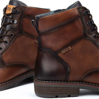 York - Botines de cuero marrón con cordones para hombre, modelo Cuero