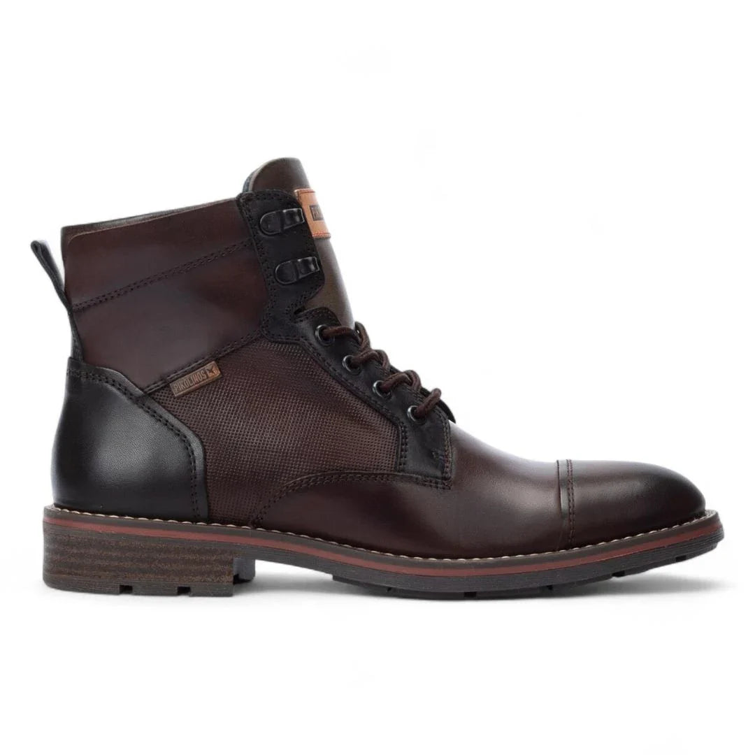 York - Botines de piel con cordones Olmo para hombre, color marrón.