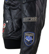 Chaqueta bomber de béisbol estilo universitario para hombre, acolchada, de cuero auténtico, con insignia.