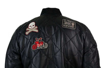 Chaqueta bomber de béisbol estilo universitario para hombre, acolchada, de cuero auténtico, con insignia.